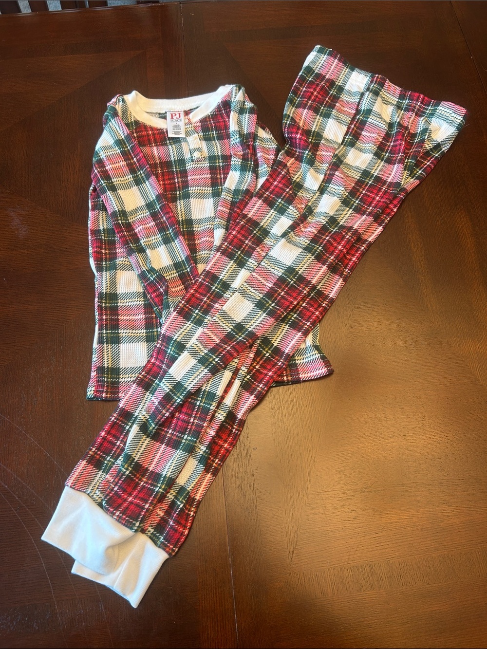 Plaid Holiday Kids Pajama Set - Red, Green & White